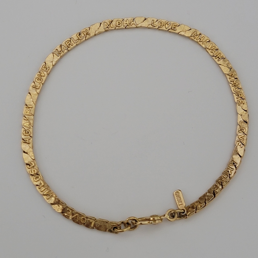 Monet Chain Gold Tone Love Amore Aloha Bracelet